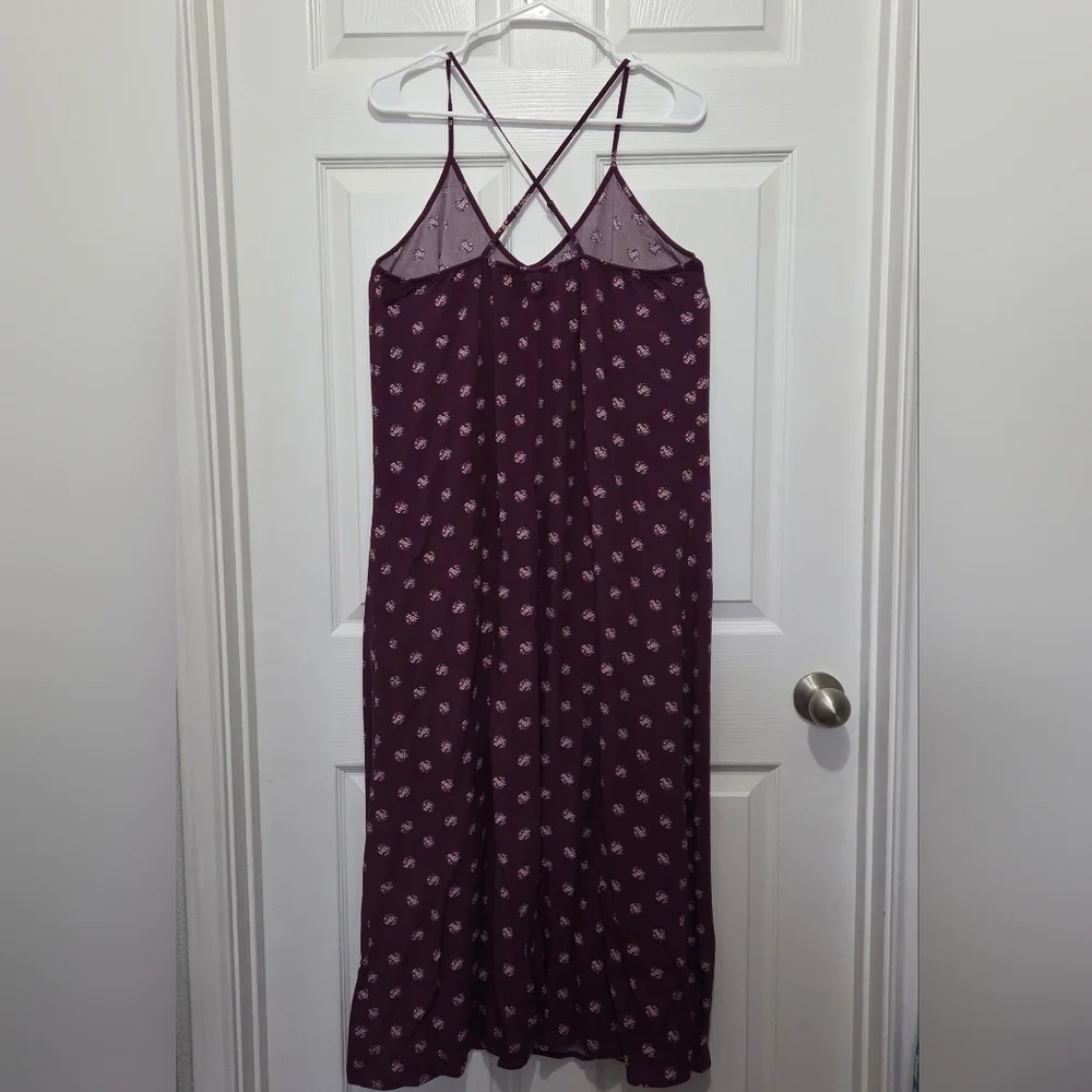 Old Navy Purple Floral V-Neck Maxi Flowy Shift Dress Size Large Boho Summer - Picture 5 of 9